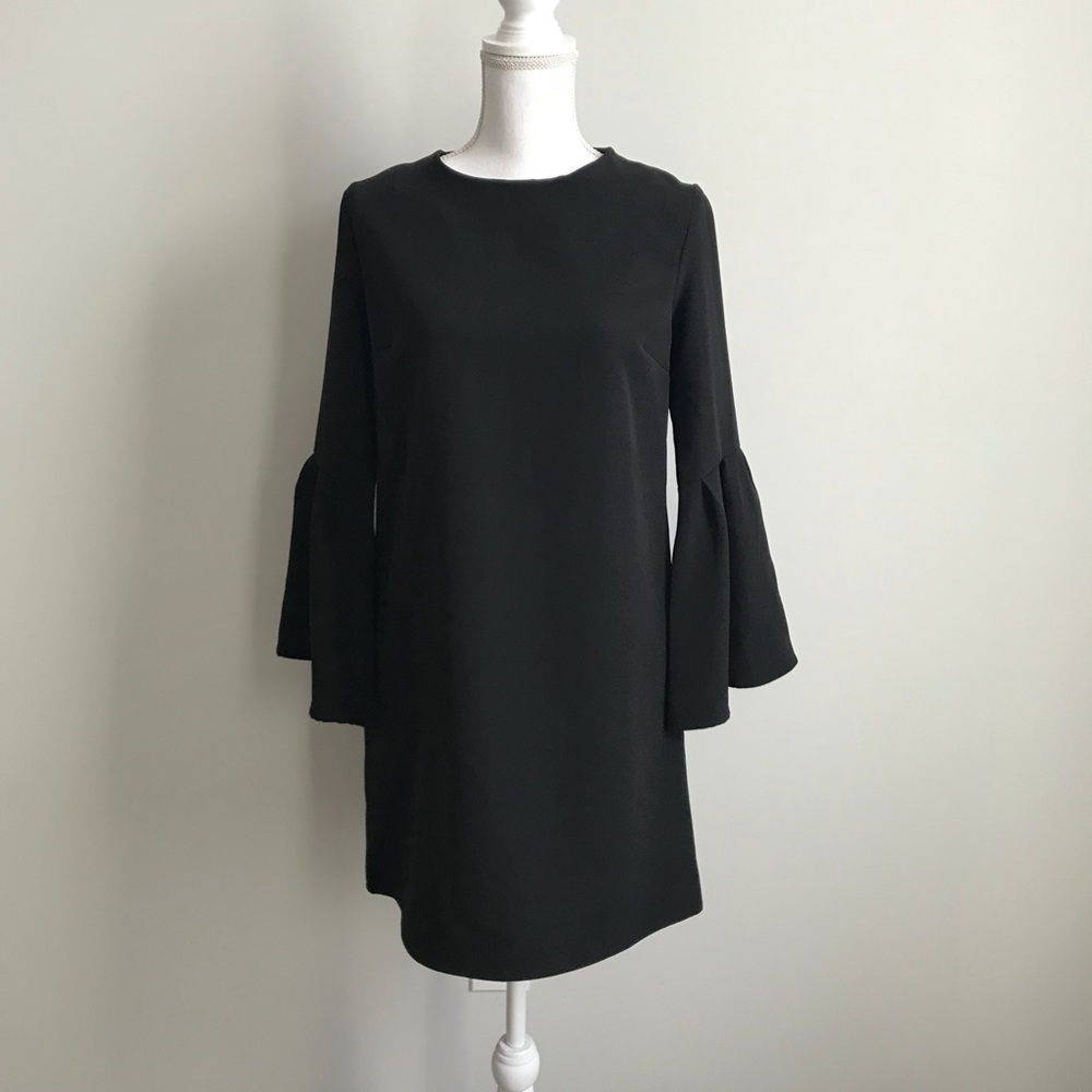 Two Hearts mini bell sleeve dress in Black